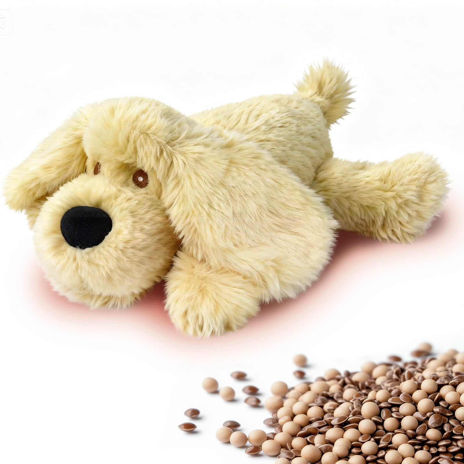 Mikrowellen-Wärmekissen Plüschhund Golden Retriever | Waschbarer Wärmebeutel, lindert Krämpfe, Bauchschmerzen und Anspannung, kindersicheres Kuscheltier für Geschenkzwecke