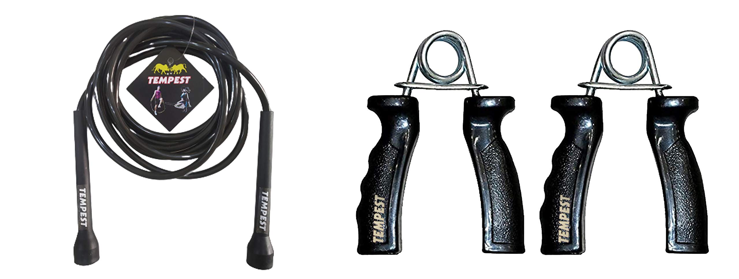 TEMPEST Black Speed Skipping Rope Jump Rope + 1 Pair Hand Gripper for Men, Women, Weight Loss, Kids, Girls, Children, Adult - Best in Fitness, Sports, Exercise, Workout-image-11