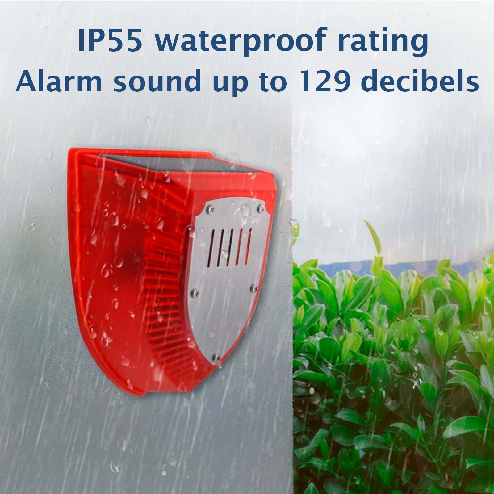 Allarme Solare Livello Acqua con Doppio Sensore (Alto/Basso), Impermeabile IP55, Ricarica Solare per Agricoltura/Cantieri/Barche/Cantine, 129 dB, Cavo 5 m, Backup USB