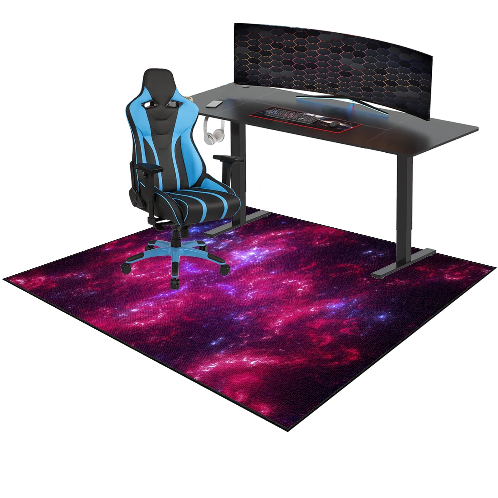 Tappeto Gaming Pavimento, Tappeto Salvapavimento Antiscivolo, Ufficio Protettore del Pavimento per casa e ufficio, Tappeto per Sedia con Ruote, Tappetino di Protezione per Pavimento 90 x 140 cm