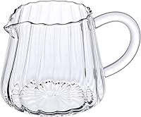 Vista 1 de Jarra de vidrio transparente de 5 onzas para leche y crema, mini jarra de bebidas con asa y boquilla de vertido, recipiente pequeño para café