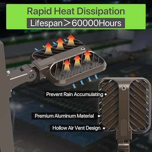 Miniatura 3 de Glitgate Luces de estacionamiento de 150 W, 22500 lm (150 LMW) 5000 K luces de calle LED de montaje de brazo ajustable con fotocélula del atardecer