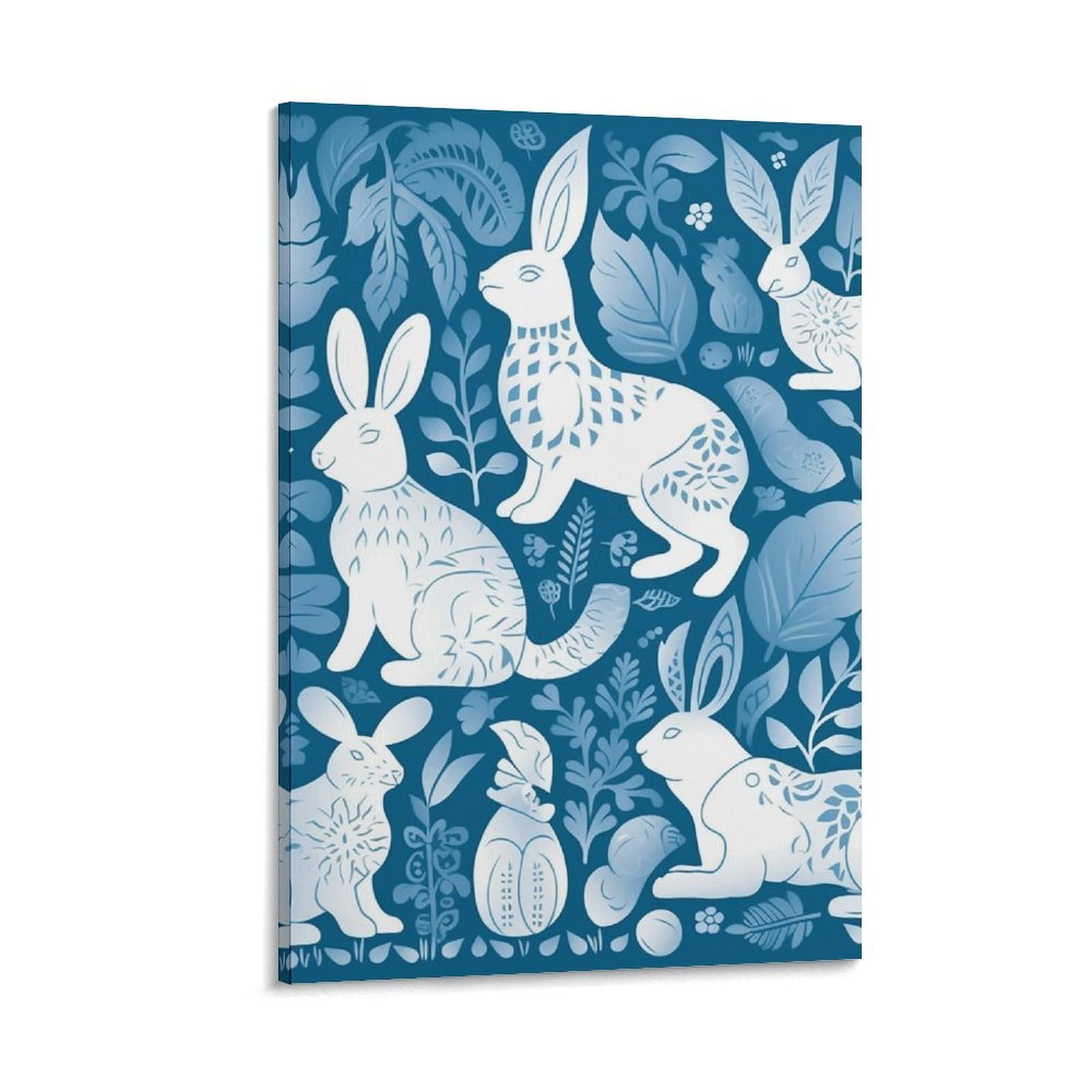 Canvas Wall Art for Living Room 16"x24" Modern Artwork Painting Pictures Hanging Canvas Prints Rabbit Silhouette Aesthetic Wall Art for Bedroom Bathroom Office Wall Art Print Decor Rabbit Silhouette