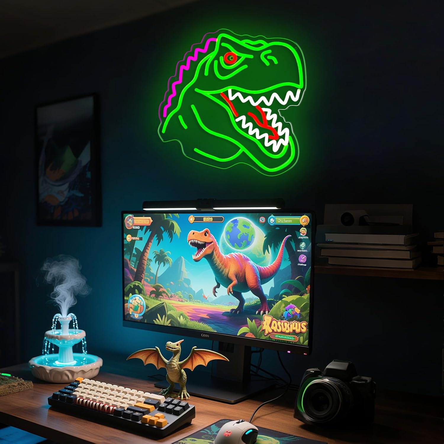 Dinosaur Neon Sign, T-Rex LED Neon Signs Light for Wall and Room Decor, USB Dimmable Powered LED Light for Bedroom, Man Cave Party, Birthday Christmas Gift (B002)