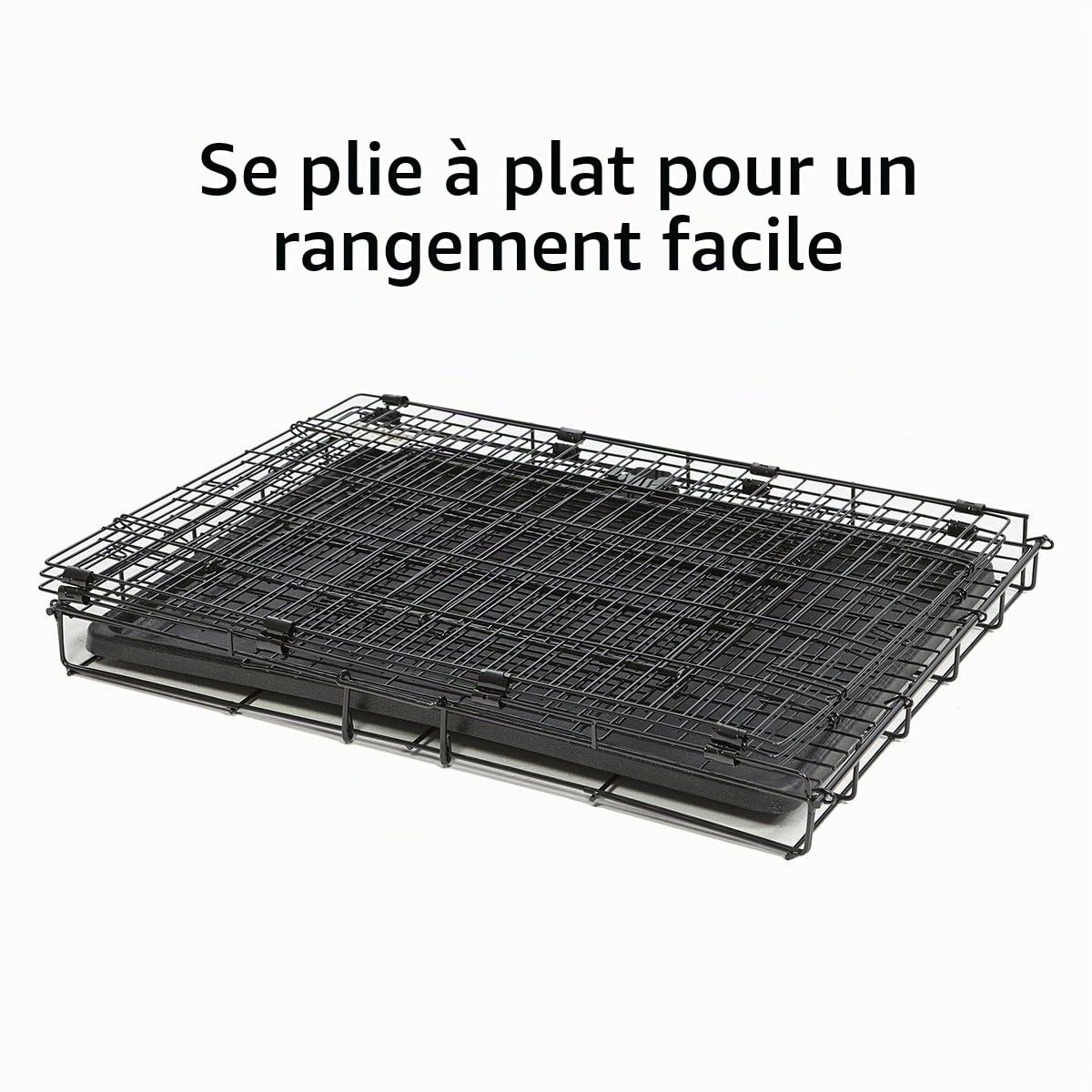MidWest Homes for Pets Modèle 151 Cage à Lapin Pliante Wabbitat, 63,5 cm de Long, avec Grille de Sol de 1,27 cm et Plateau en Plastique Amovible, Noir