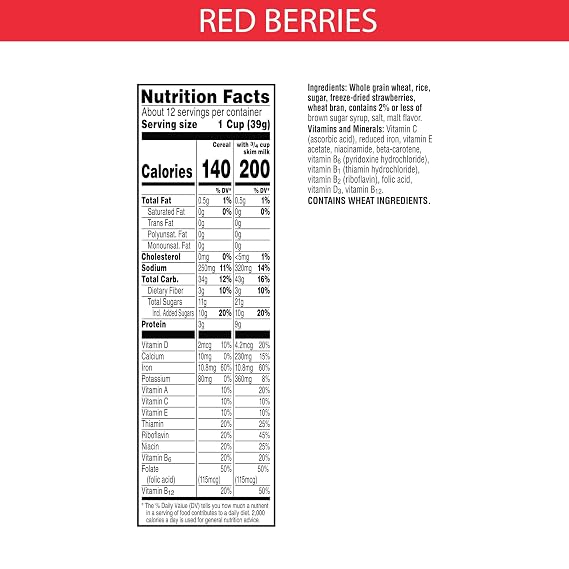 Kelloggs Special K Breakfast Cereal, Family Breakfast, Made with Real Strawberries, Family Size, Red Berries, 16.9oz Box (1 Box)