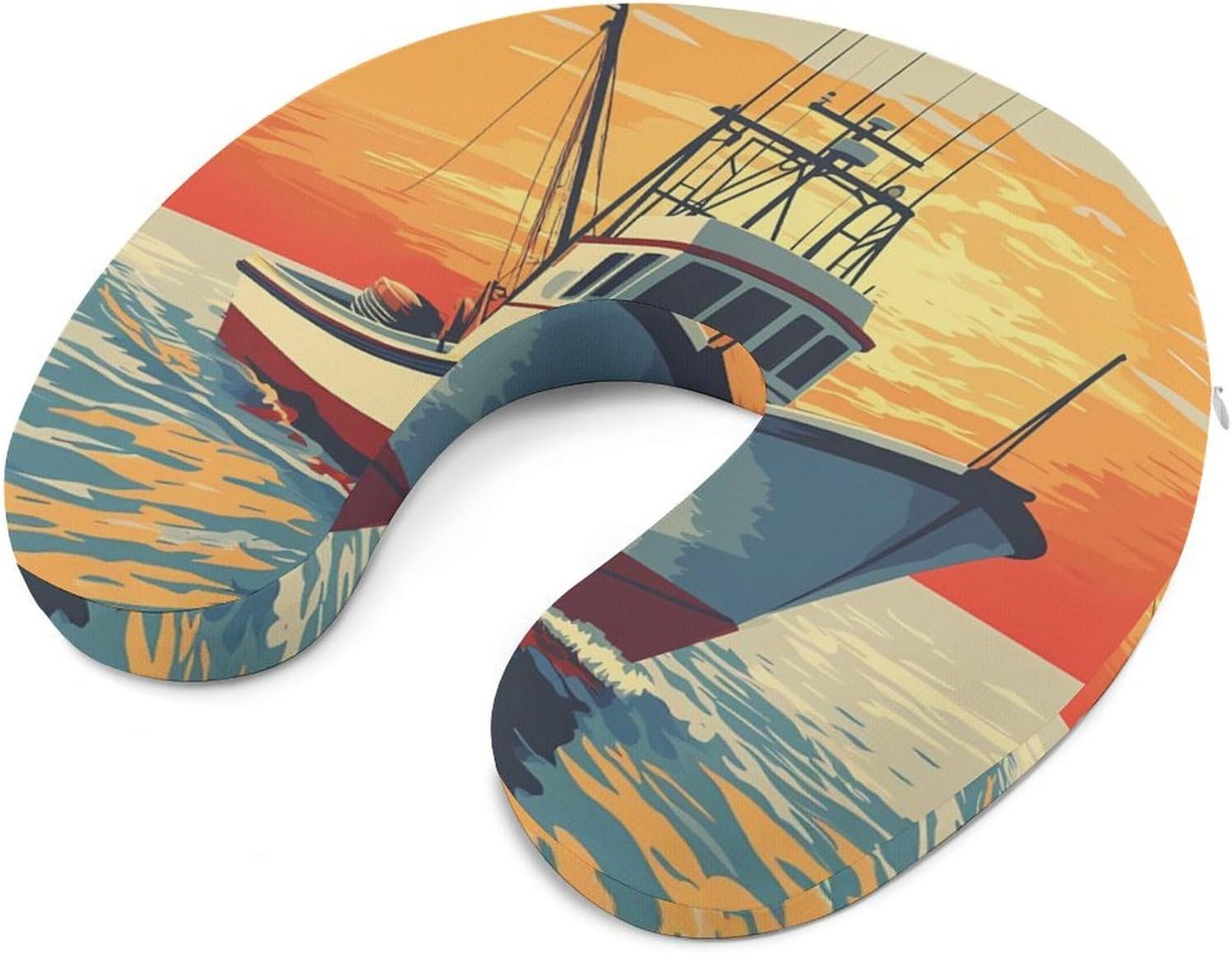 Sunset of A Yacht Memory Foam Pillows U Shaped Travel Neck Pillow