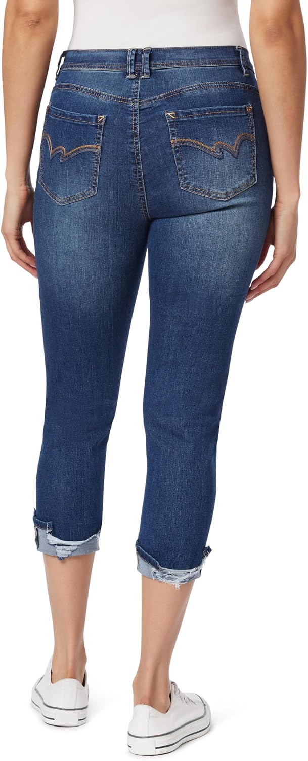 WallFlower Women's Flirty Curvy Crop Jeans High Rise Insta Stretch Denim 23.5-Inch Inseam