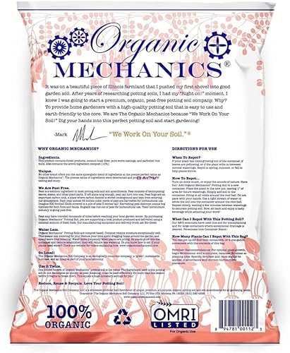 Vista 2 de Organic Mechanics Mezcla de tierra para macetas, 16 cuartos de galón, mezcla para todo uso, sin turba, bien drenada con compost, cáscaras de arroz