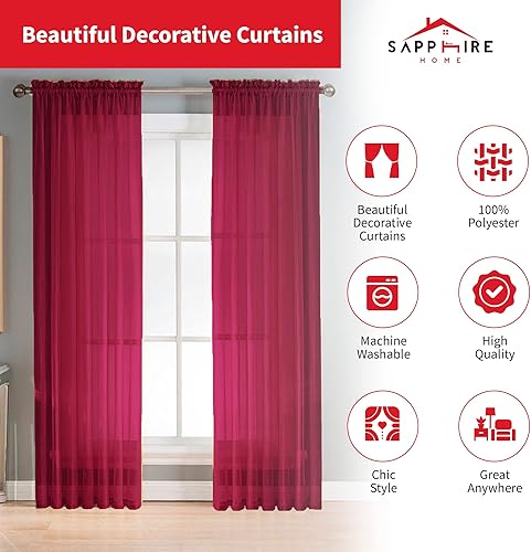 Miniatura 2 de Sapphire Home - Paneles de cortina (2 unidades), cortinas translúcidas de 54 x 84 (108 de ancho en total), paneles de gasa para dormitorio, sala de