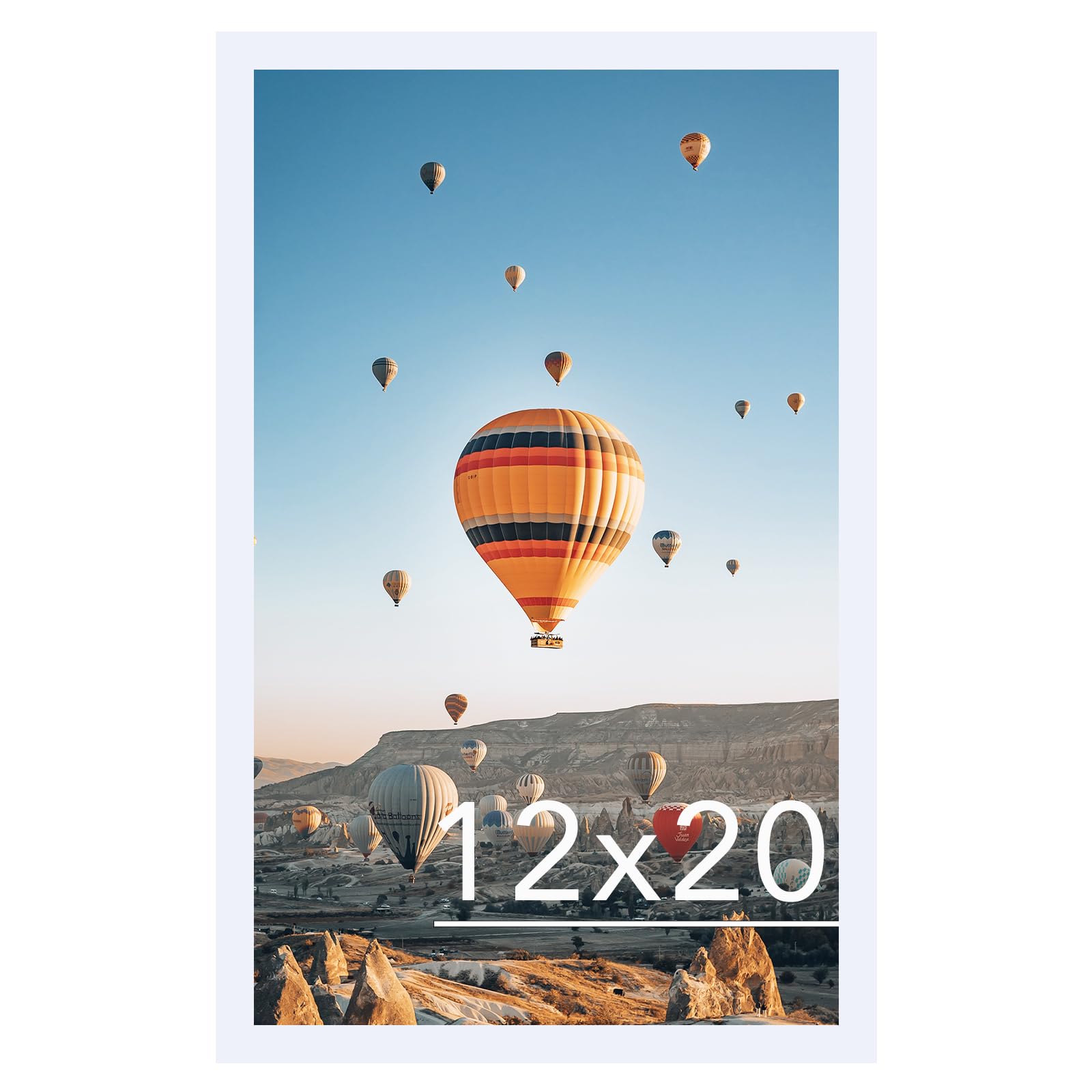 JCJMY 12x20 Picture Frame White for Poster Photo Picture, Horizontal and Vertical Formats for Wall Hanging, 12 x 20 Wall Gallery Poster Photo Frame for 12 by 20 Photos Posters, White
