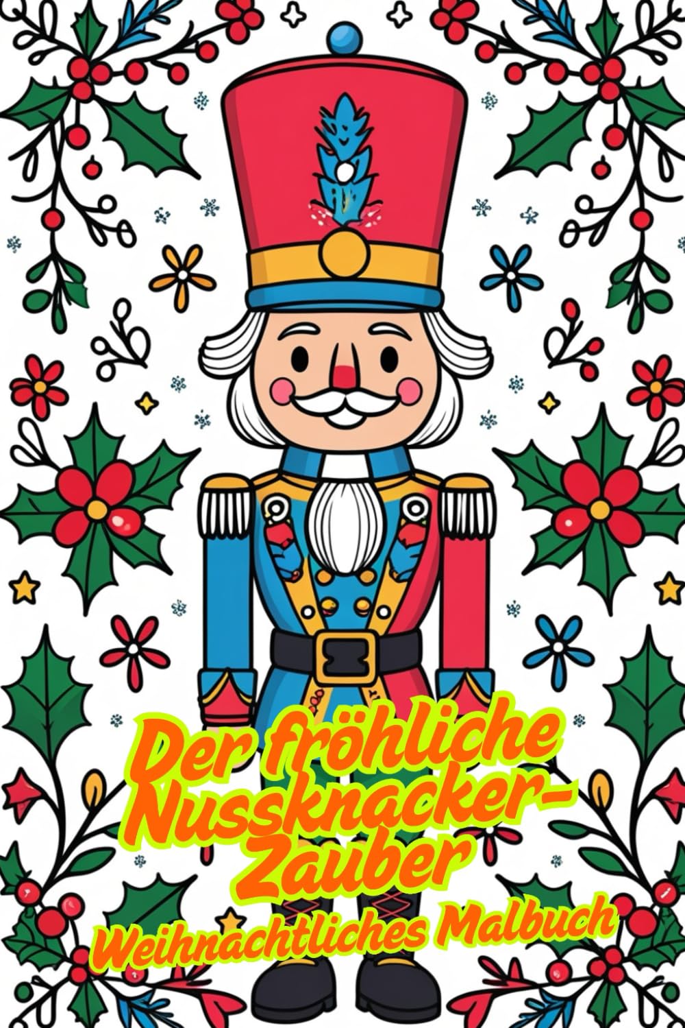 Der fröhliche Nussknacker-Zauber – Weihnachtliches Malbuch mit Nussknacker-Figuren & Ornamenten | 80 Motive | Jede zweite Seite leer | Für Kinder & ... klaren Linien & festlicher Magie