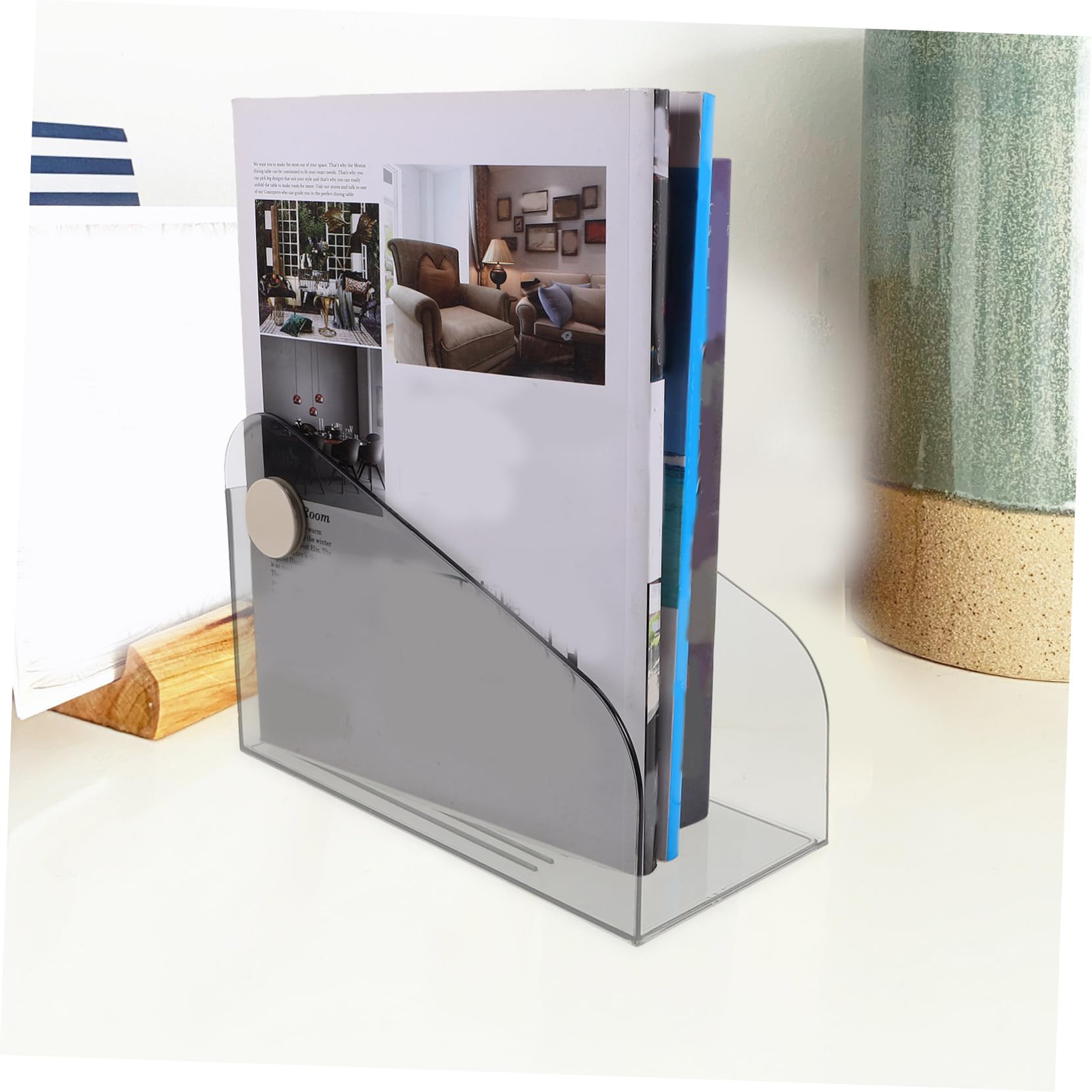 SEWACC 2piezas Organizador De Escritorio Transparente para Documentos y Libros Estante De Almacenamiento Multifuncional para Revistas Archivos y Papeles Diseño Moderno y Resistente