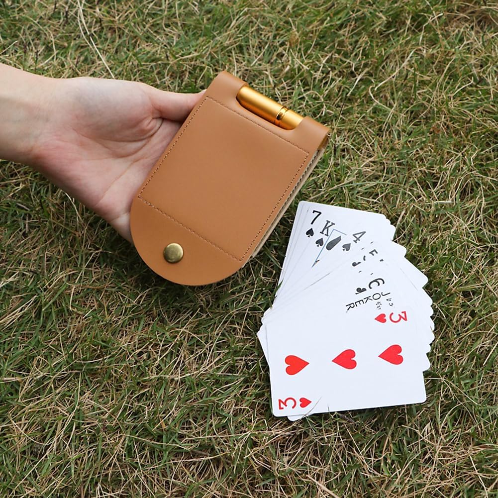 Travel Cribbage Board Game Set, Portable Cribbage Boards Unique 2 Track Cribbage Board, Foldable PU Mini Cribbage Board with 4 Cribbage Pegs, Folded:3.14x4.92in,After Unfolding L:10.31in (1Pcs)