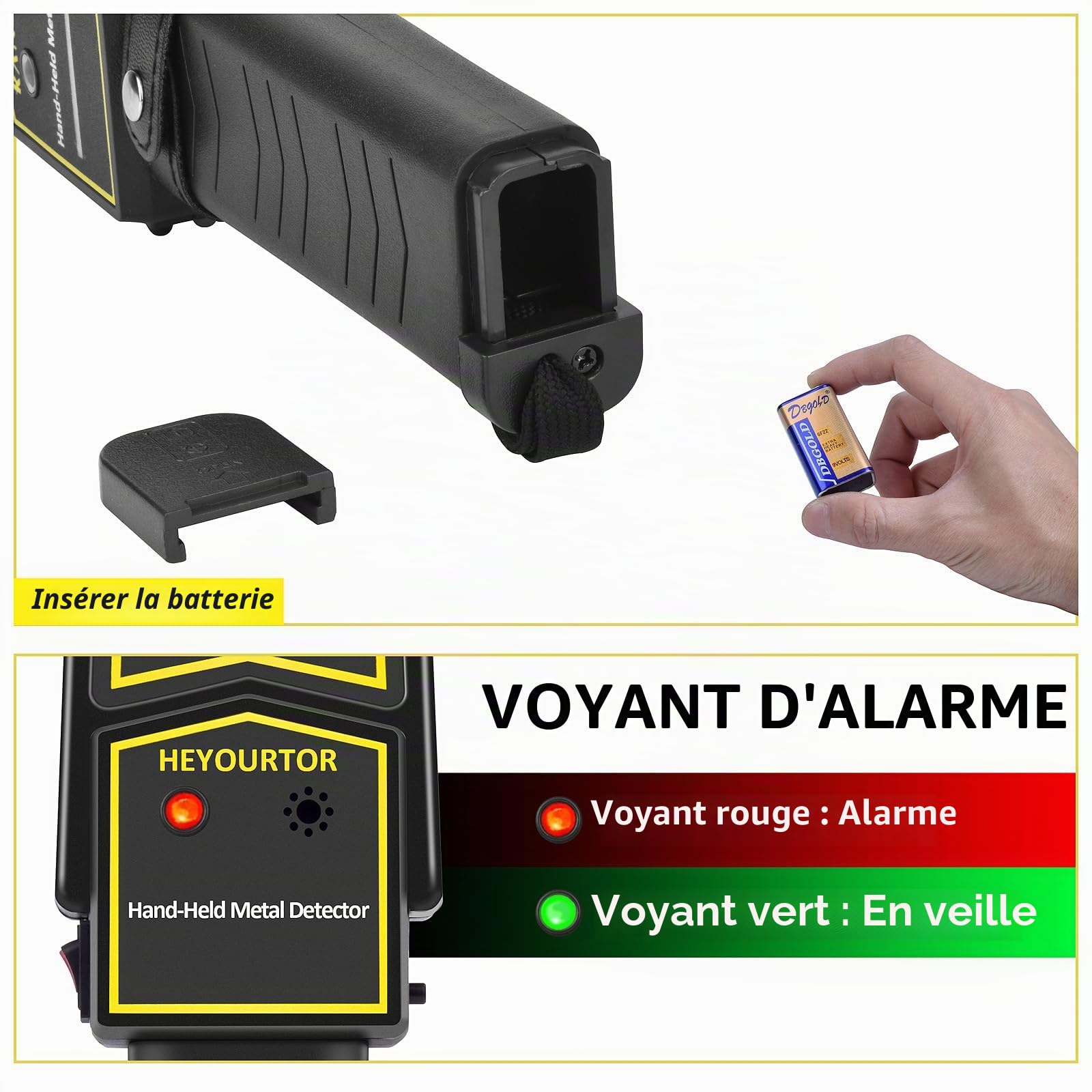 Détecteur de métaux portatif, baguette de sécurité, baguette de scanner de sécurité multifonction pour la détection de métaux et d'armes