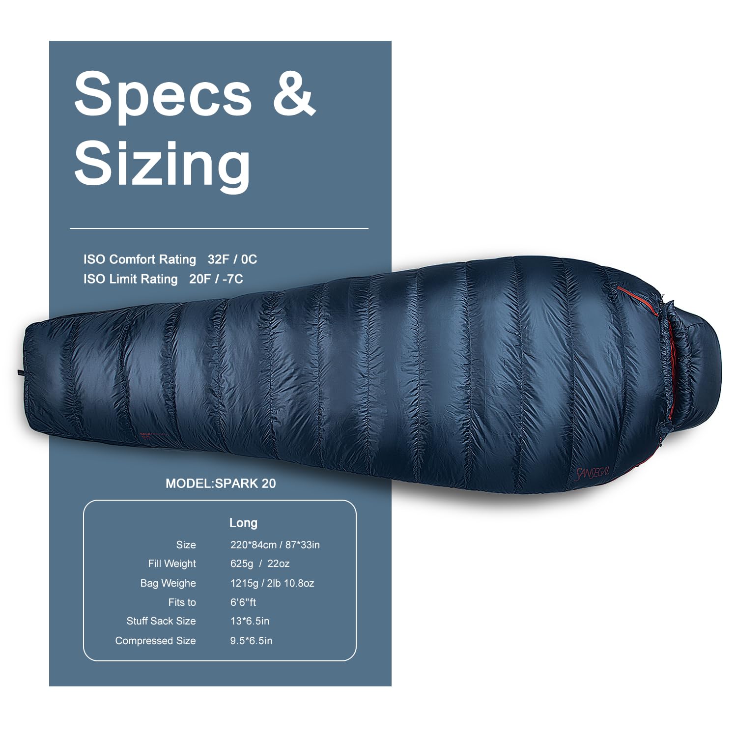 SANSEGAL Ultralight Mummy Down Sleeping Bag 650 Fill Power Duck Down Suits for 32 20 Degree F for Camping Hiking Backpacking