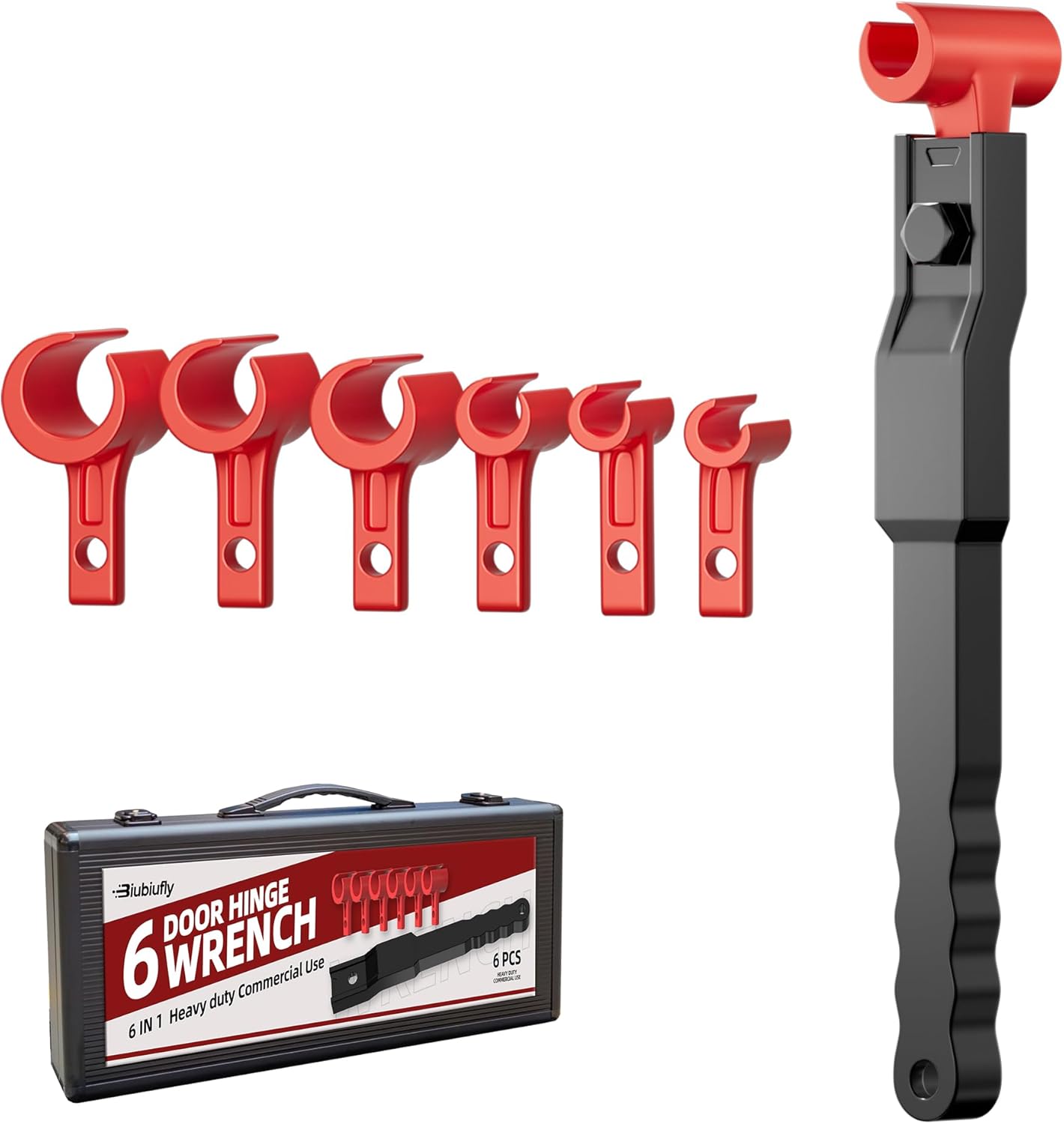 6-in-1 Door Hinge Adjustment Tool: Residential & Commercial Hinge Hole Adjustment Wrench, Door Gap Adjuster/Alignment Knuckle Bender Tweaker Repair Kit (6 in 1 New)