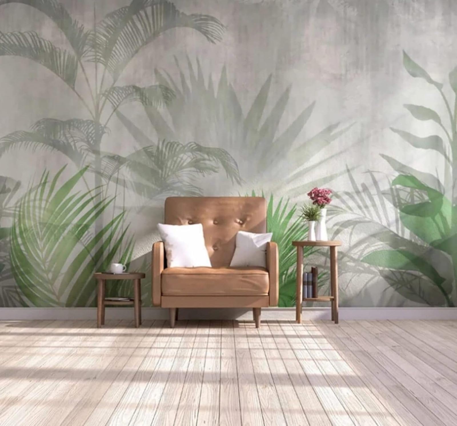 Wallpaper-3D-Xlm 400Cm×280Cm(B×H) Hand Drawn Minimalist Fresh Banana Tree Design 3D Wallpaper Easy Install Feature Office Living Room Sofa Bedroom Tv Background Wall Decoration-400Cm×280Cm