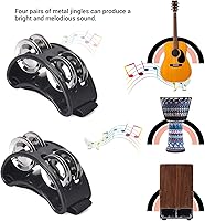 Vista 3 de VILIHKC 2 piezas de percusión de pandereta de pie, pedal de percusión de instrumentos musicales con cascabeles de acero para tocar batería