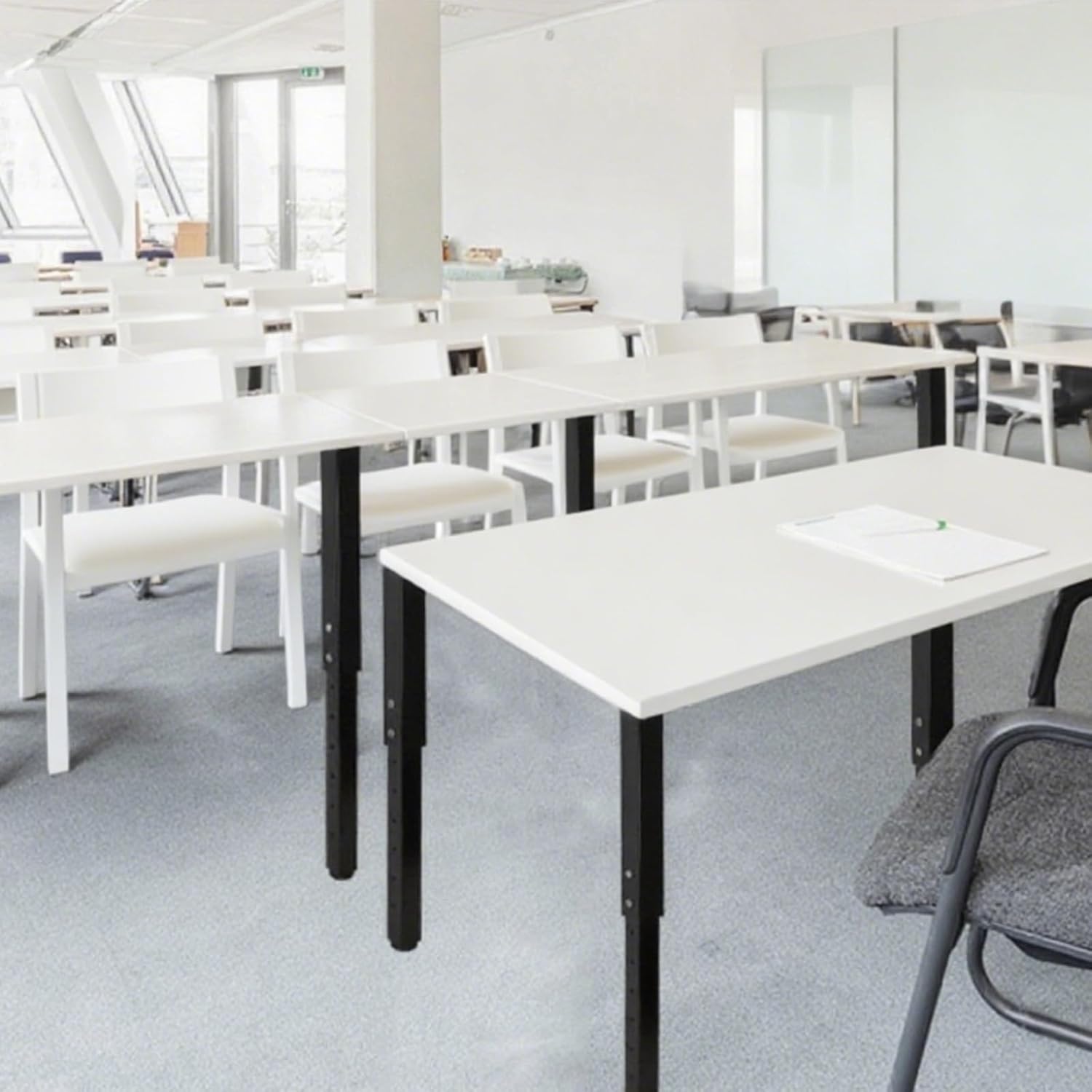 Adjustable Heavy Duty Square Table Legs 24-40 Inch, Set of 2 Metal Furniture Legs with Dual Screw Locking for DIY Desk, Workbench, Kitchen Counter - 1.77" Square Tubing, Max Load 300lbs/Leg (Black)