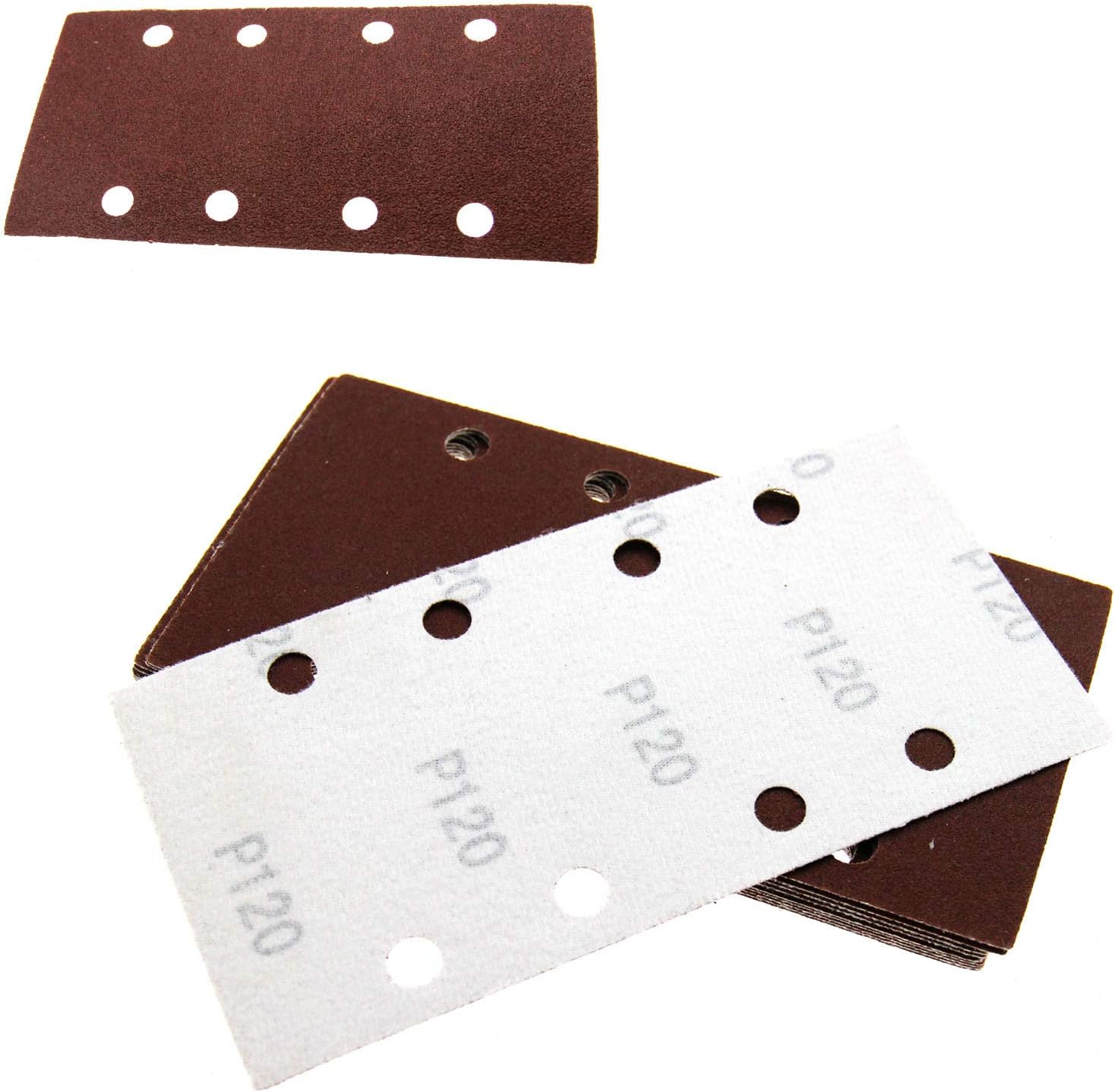 ENET 8 Holes Rectangle Sanding Discs Sanding Paper Sandpaper 40,60,80,100,120 Grits 100pcs/Set - Image 3