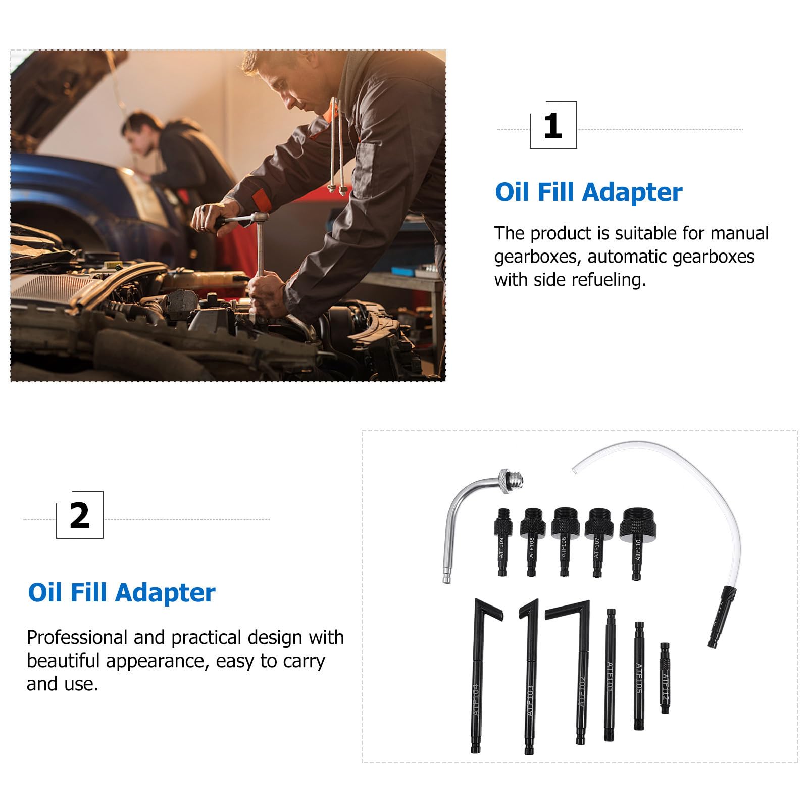 1ensemble Adaptateur Remplissage Transmission Métallique Kit pour Boîte Automatique Atf Compatible Plupart des Véhicules