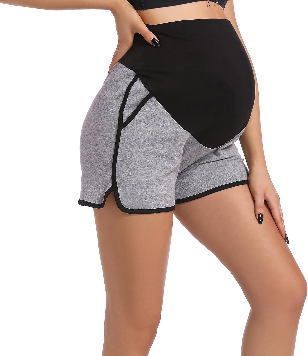 SUIEK 3-Pack Women's Cotton Maternity Shorts Pregnancy Sleepwear Lounge Pajama Shorts