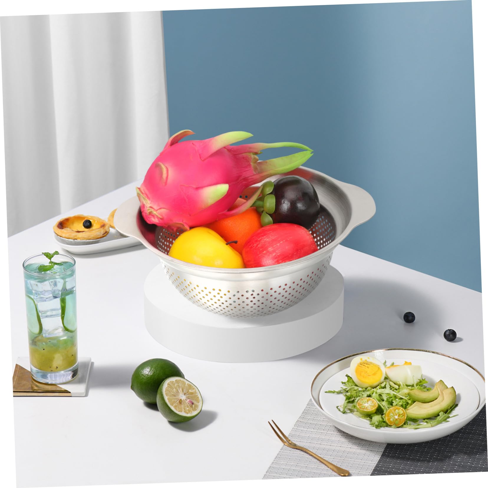 Scolapasta per Lavare Riso e Verdure in Acciaio Inossidabile Resistente e Facile da Pulire Spesso e Profondo Manico, Ciotola Multiuso per Cucina Domestica