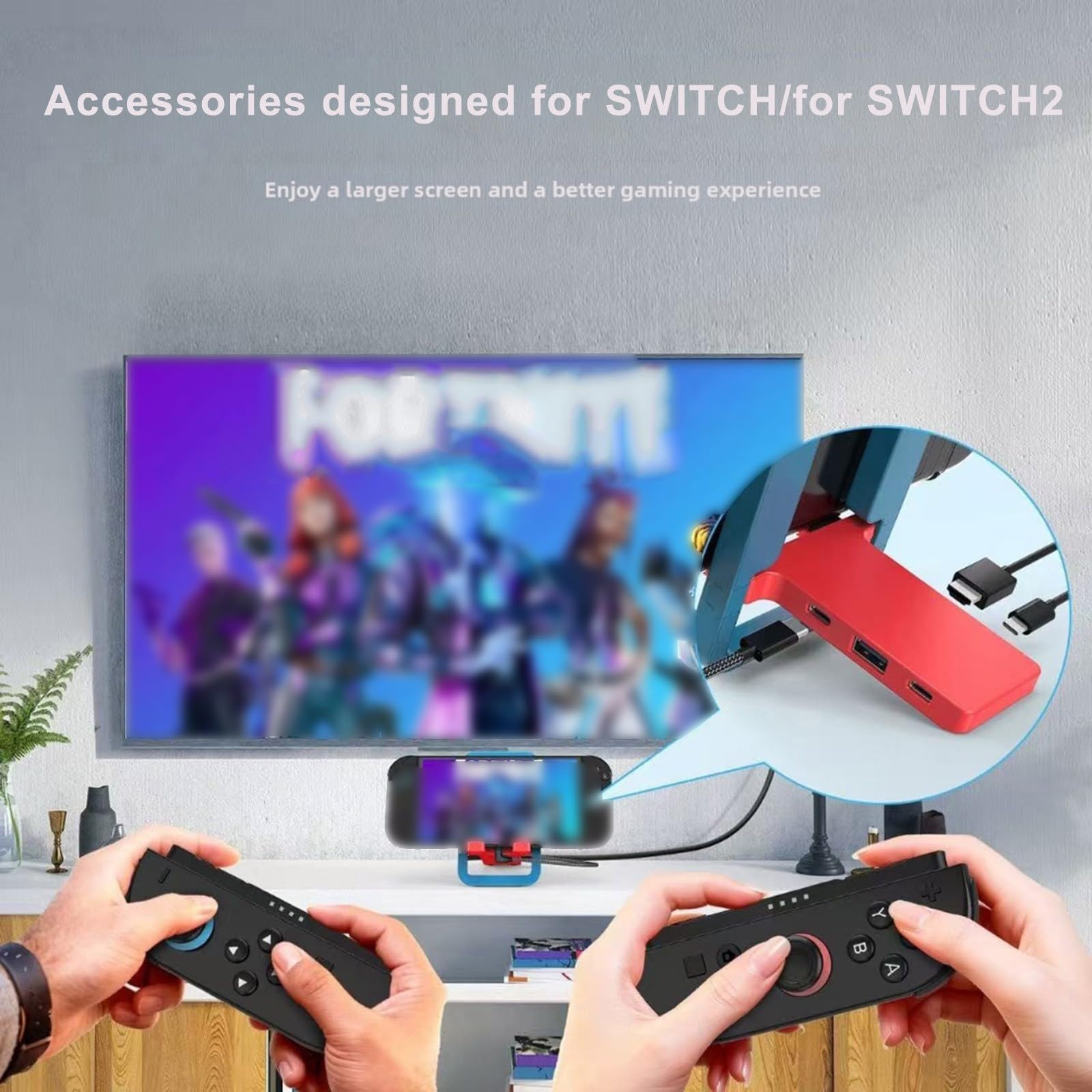 Dock di mirroring dello schermo HD 4K per Nintendo Switch 2, multifunzionale con uscita 4K e costruzione ABS, per design compatto e portatile per modelli rosso/blu
