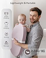 Vista 6 de COMOMY Baby Changing Pad with Wipeable & Waterproof PU Cover, Contoured Diaper Changing Pad for Dresser with Non-Slip Safety Belt, Portable and