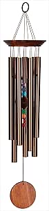 Woodstock Wind Chimes for Outside, Garden, Patio, Porch, Outdoor Decor, Meditation Yoga, Awareness and Relaxation (24") Woodstock Chakra Chime Seven Stones Large Size Bronze Wind Chime Gifts (CC7LBR)