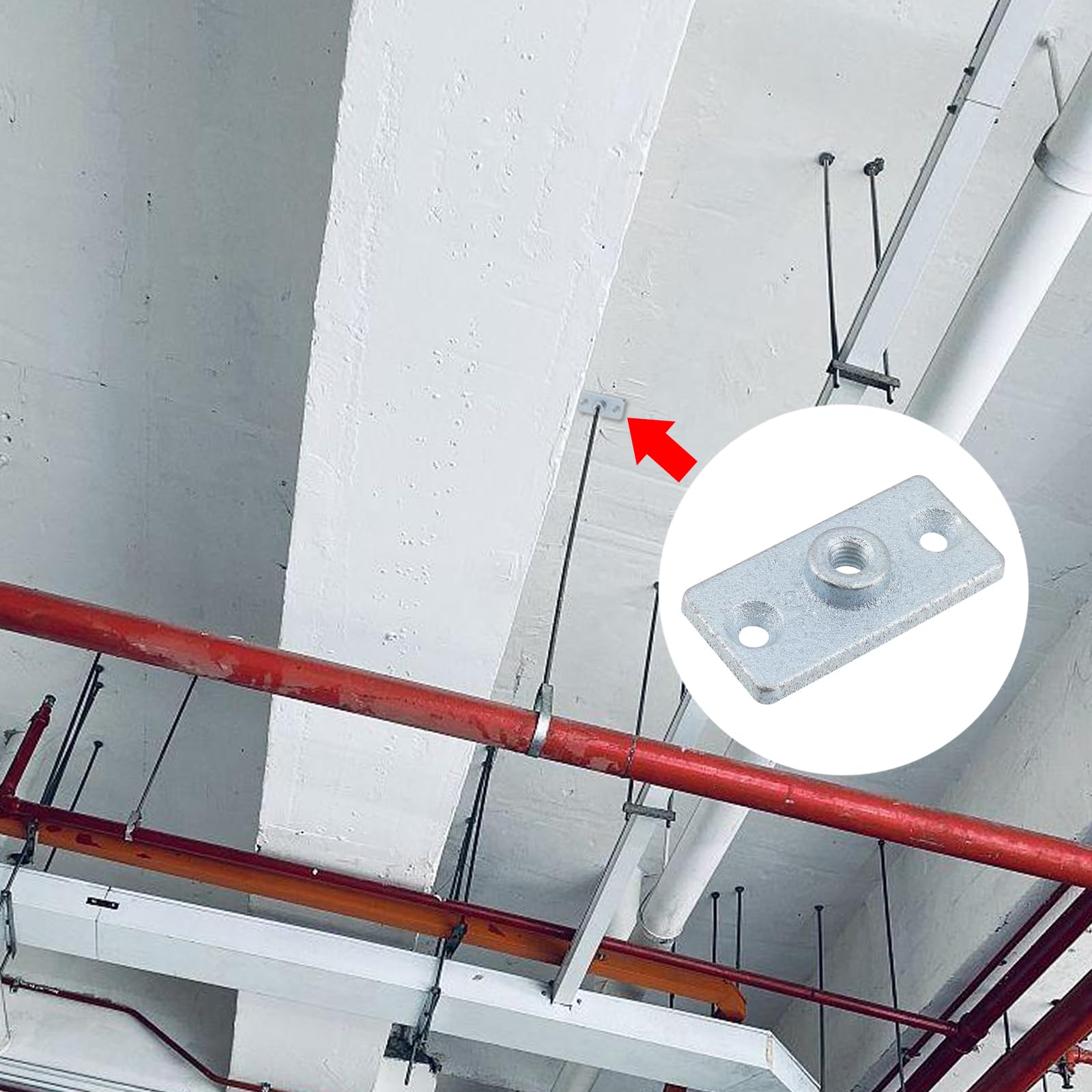 Antrader Lot de 4 brides de plafond, plaque de suspension galvanisée pour tige filetée de 1,9 cm, supports de suspension de plomberie de 7,9 x 3,5 cm
