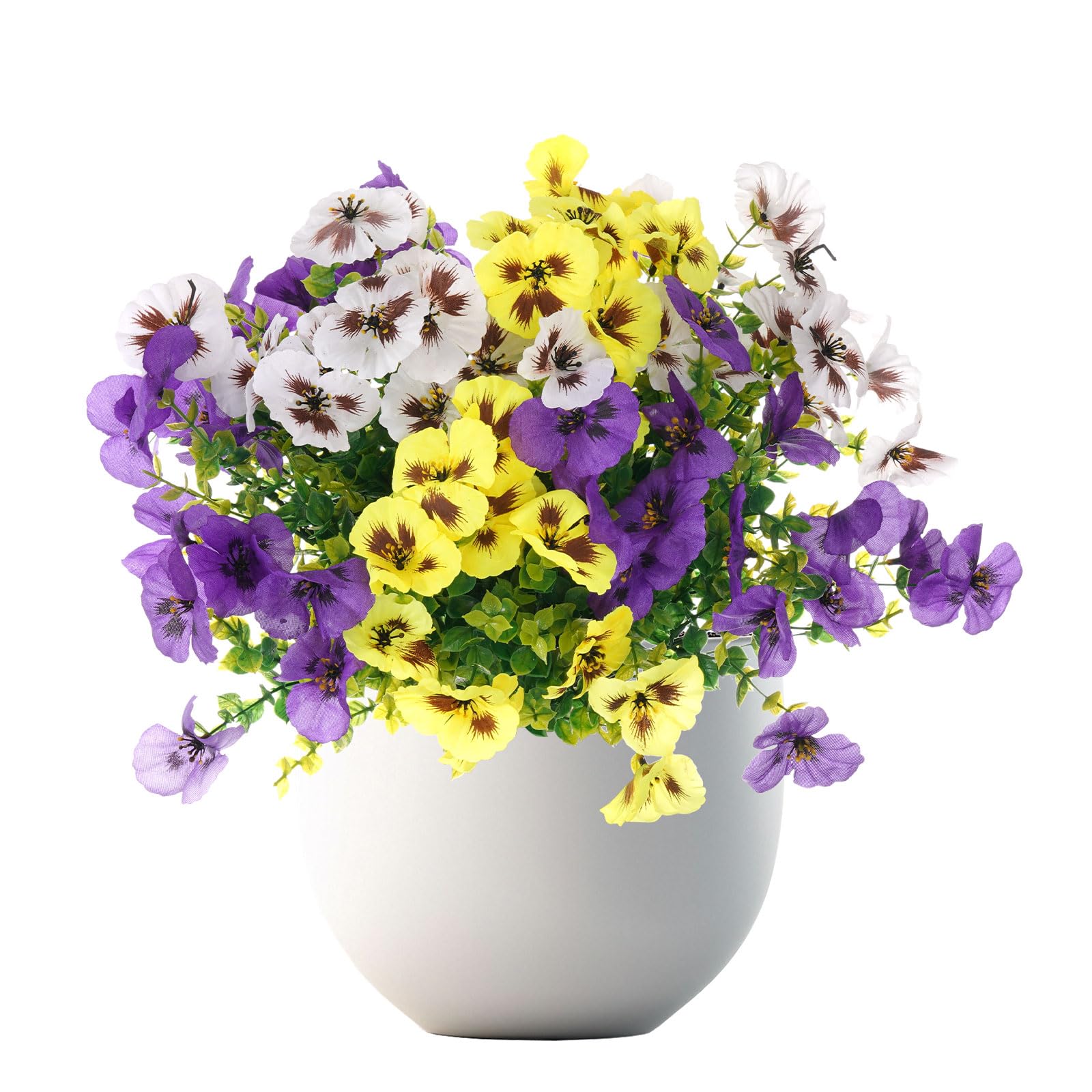 hoyuwak Künstliche Stiefmütterchen Blumen - UV-beständige künstliche Stiefmütterchen Blumen für den Außenbereich, Garten, Terrasse, Pflanzgefäße, keine Wartung, Kunstpflanzen für Heimdekoration