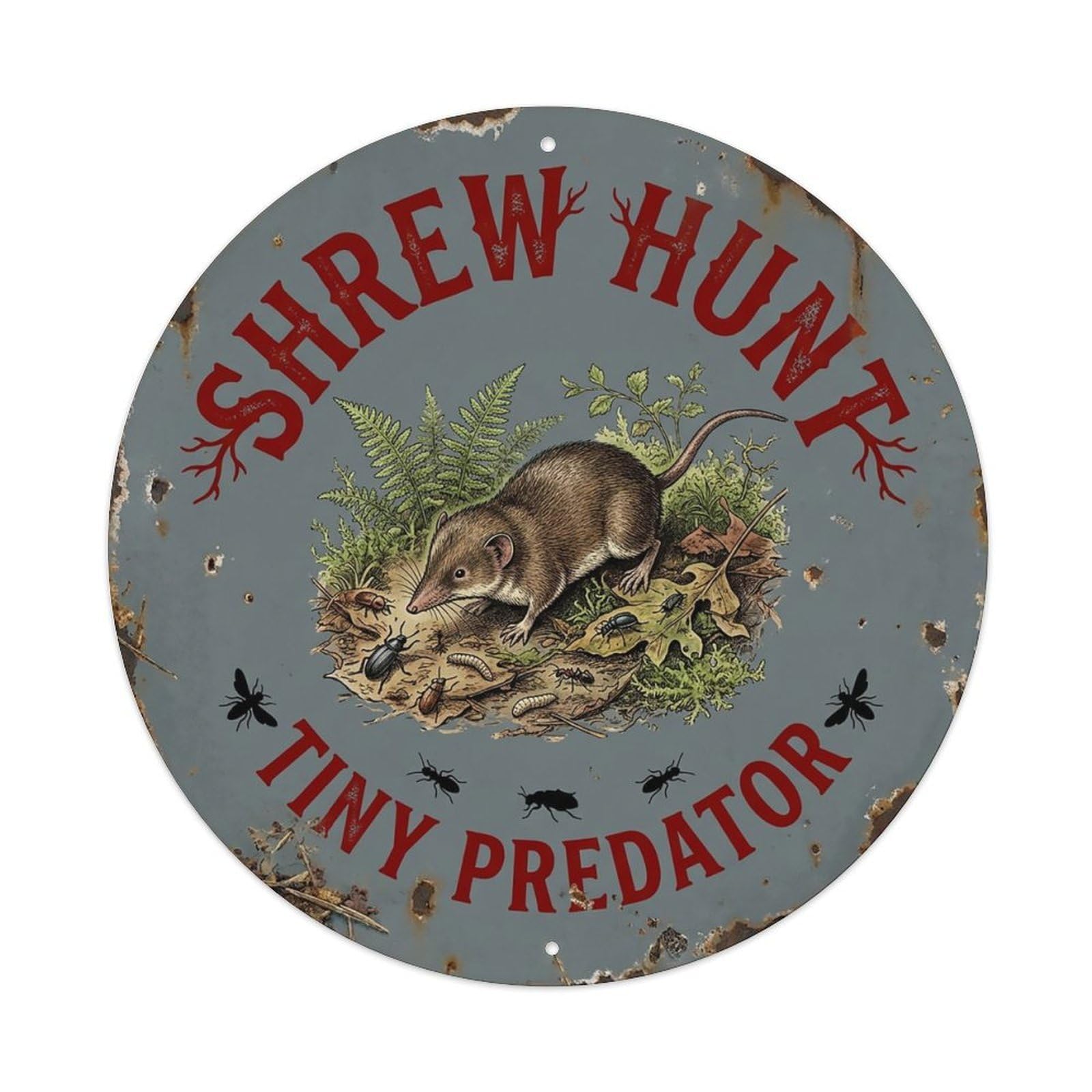 Cxhjca 8X8inch(20X20cm) Shrew Hunt Tiny Predator Metal Tin Sign