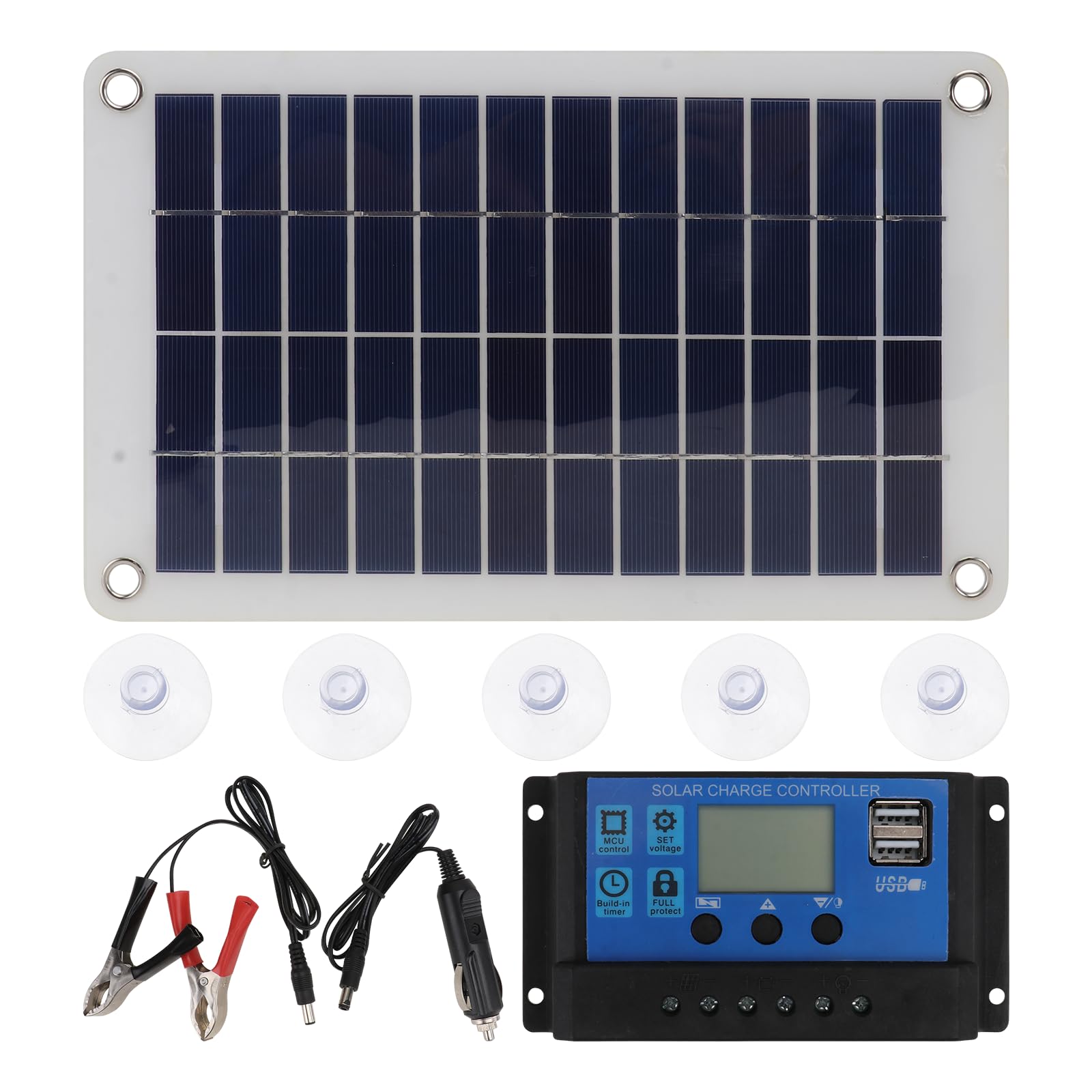Kichvoe Solarpanel für Autos 18W Einkristall Silizium Solarzellenpanel mit Dual USB und DC Anschluss für Solarlaternen und Tourismus im Freien