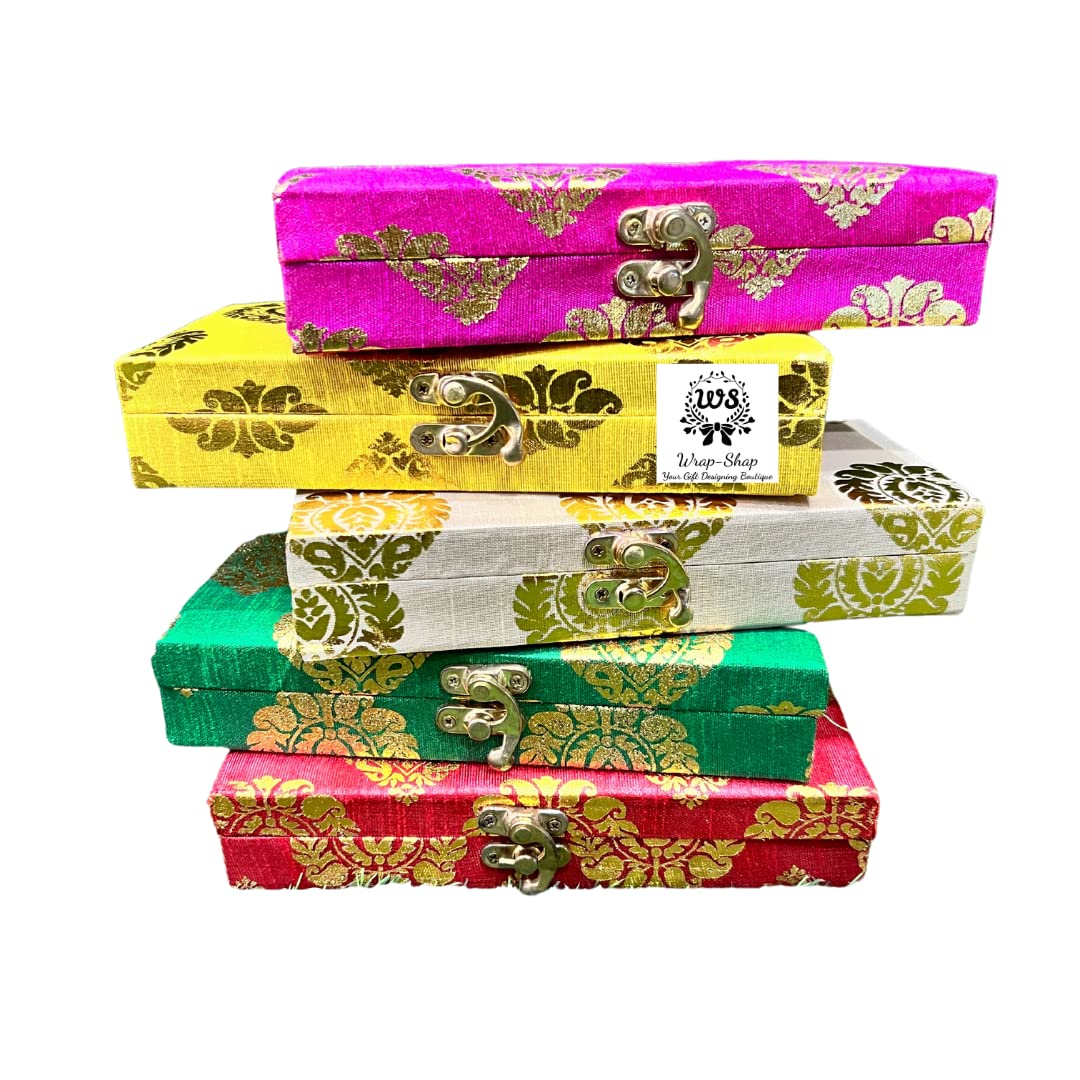 WS Wrap Shap Paan Print Shagun Box Envelope, Decorative Gifting Cash Box, Gaddi Box Return Favours Gift Box, Set of 1