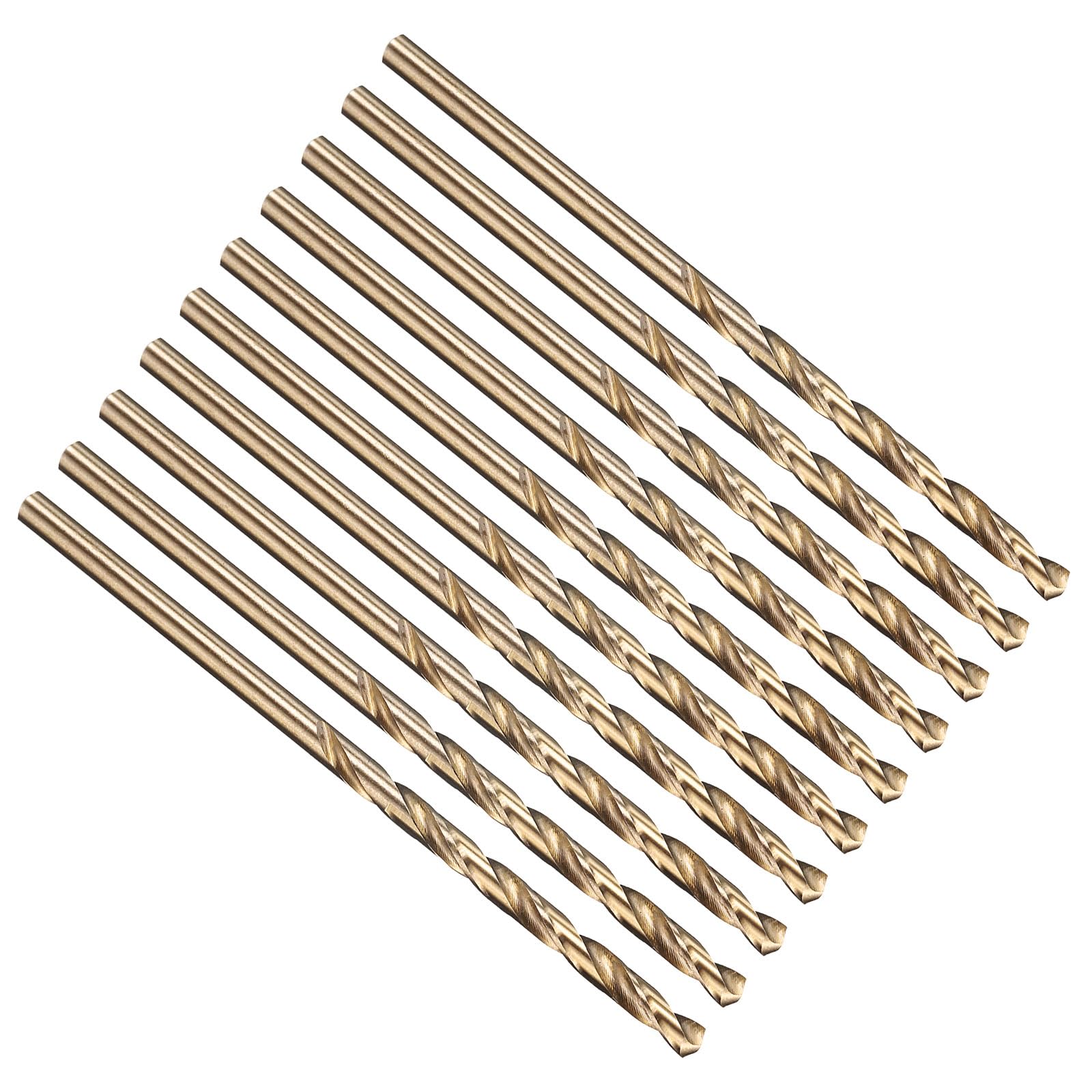 PATIKIL 2.9mm Drill Bit, M35 Cobalt 5% High-Speed Steel Jobber Straight Shank 135° Gold Finish for Stainless Steel Hard Metal - 10 Pack