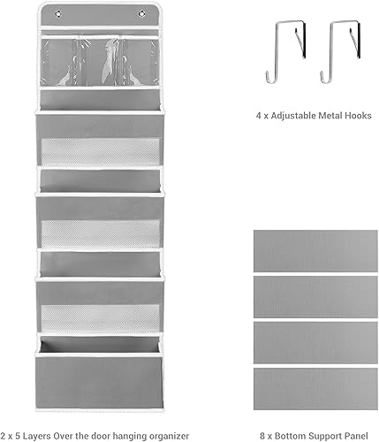 Miniatura 5 de NesTidy Paquete de 2 organizadores de almacenamiento para colgar sobre la puerta, organizador colgante de montaje en pared con 4 organizadores de