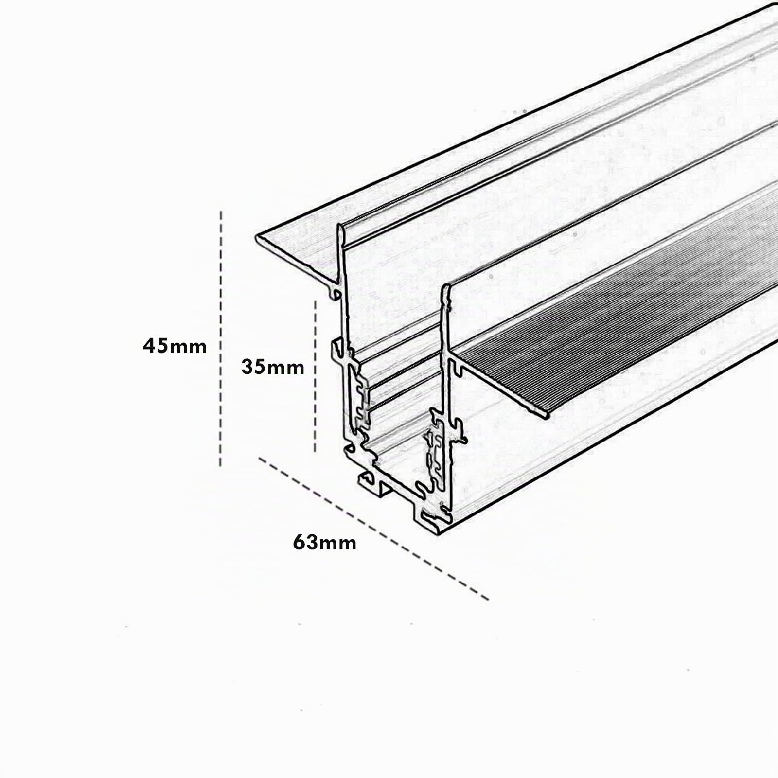 Binario elettrificato incasso magnetico nero 2mt 48V interni faretti LED track