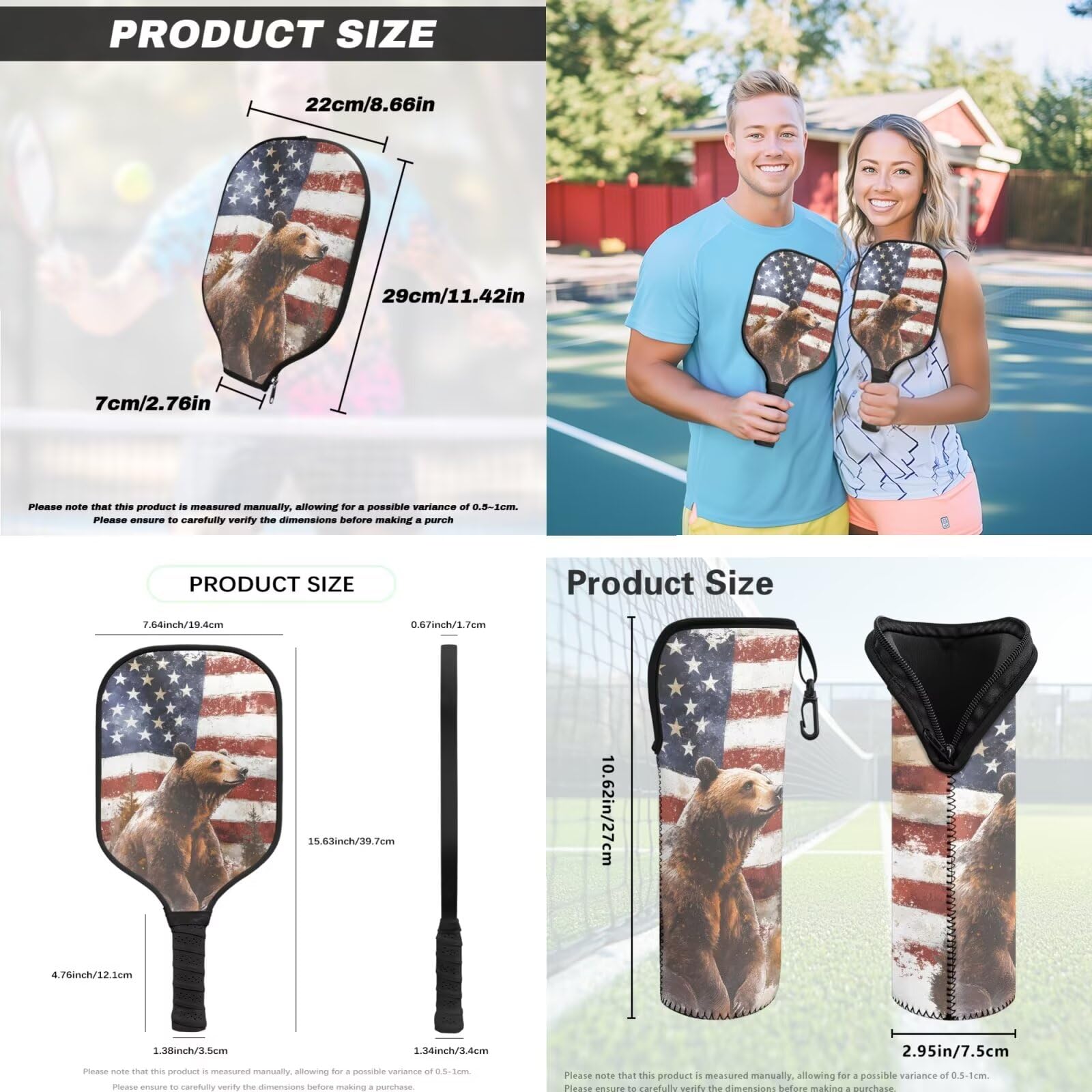 Set di 3 racchette da pickleball con custodia per pickleball, ideale come regalo per principianti