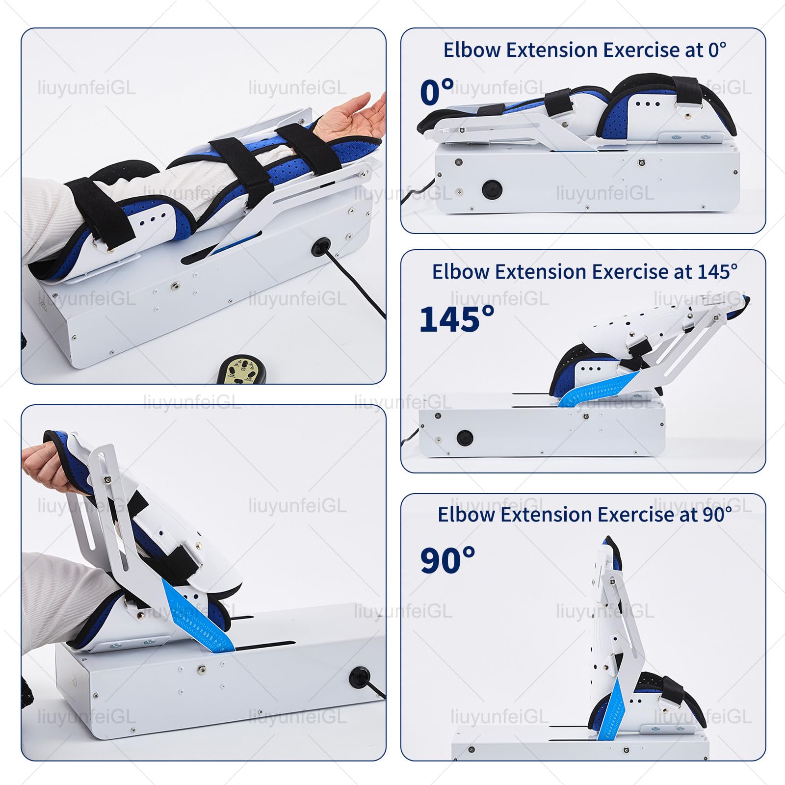 Ejercitador de Brazo con Soporte para el Codo, Modos Manual y automático, riel Deslizante para el antebrazo, indicador de ángulo para la recuperación de la rigidez del Codo.