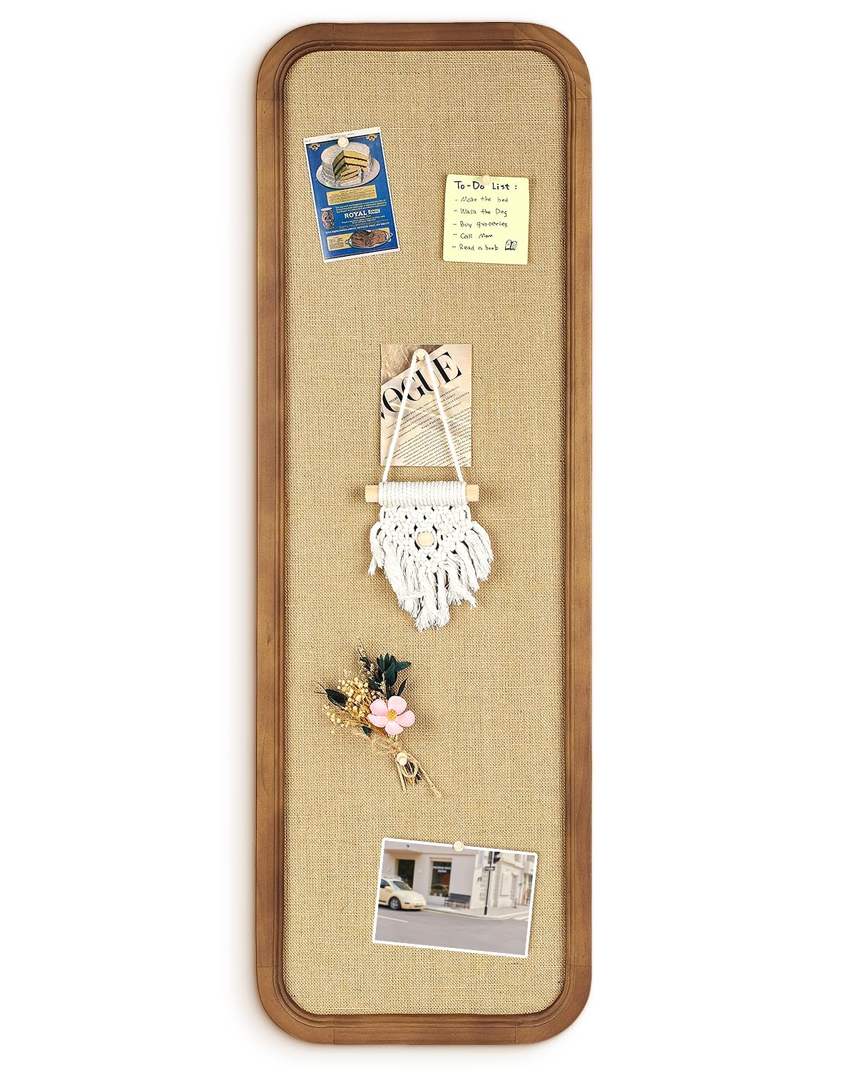 30 x 90 cm lange, schmale Pinnwand, Leinenstoff, Pinnwand mit Holzrahmen, vertikale Bauernhaus-Wand, Memoboard für Zuhause, Büro, Eingangsdekoration, Leinenbrett - 3090BN
