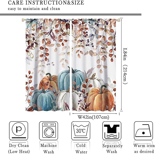 Miniatura 3 de Cortinas de otoño de Acción de Gracias, acuarela, calabazas de otoño, hojas de eucalipto, decoración para el hogar, decoración de otoño de granja,