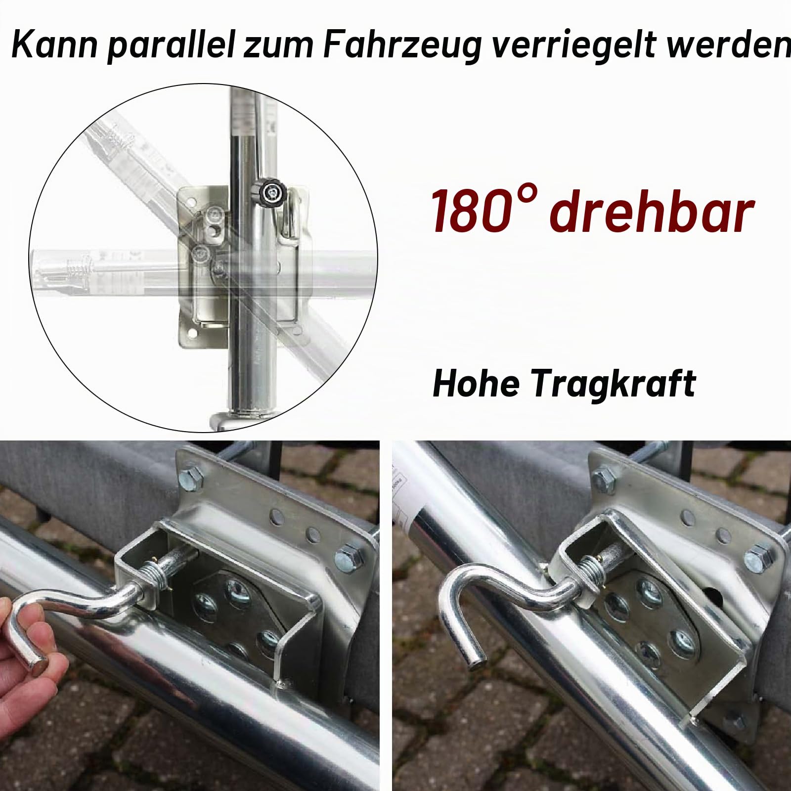 Schwenkbarer Anhänger Stützrad Tragfähigkeit 680 kg Stützrad 254x80mm Seitliche Wippe Automatik Hänger Stützrad Robustes und Verstellbares Stützrad mit Klemmhalter Montiersatz (Seitenwippe)