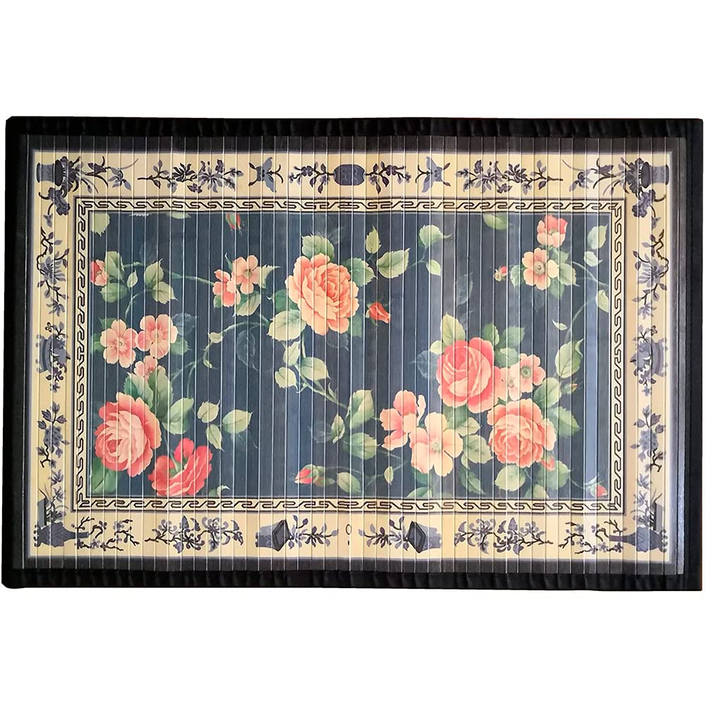8 Modelos 4 Medidas de Alfombra Bambu Antideslizante/Alfombra de Madera Salon, baño, Cocina y Multiusos (120 x 180 cm, Estamp.4)