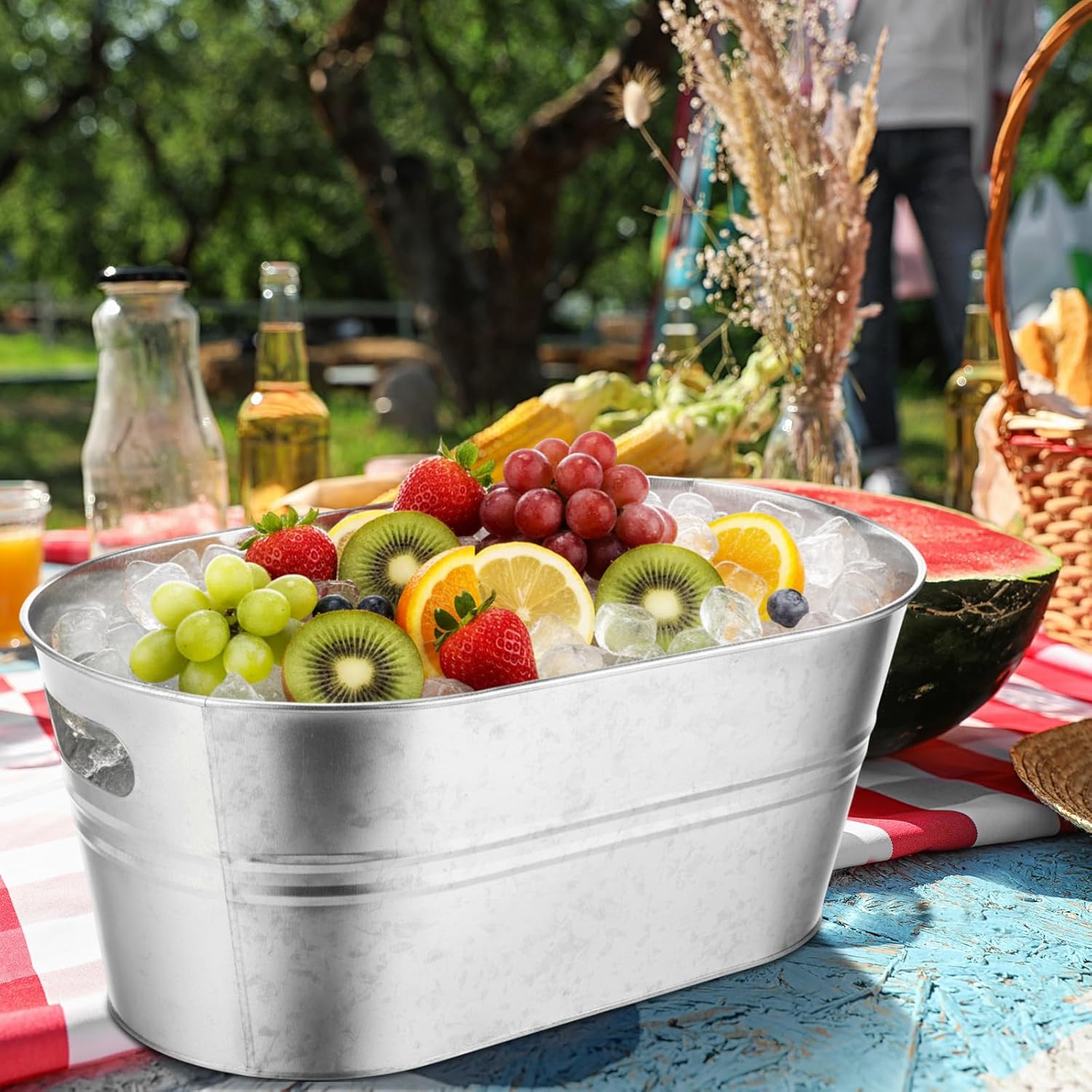 Shimeyao 12 Pcs Galvanized Tub 3 Gallon Metal Ice Buckets for Parties Beverage Tub Large Drink Beer Wine Bucket with Handles Champagne Cocktails Cooling for Parties Mimosa Bar Supplies (Silver)