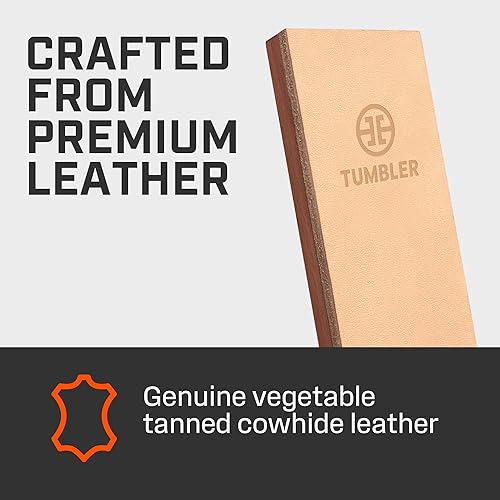 Miniatura 4 de Tumbler Leather Strop para afilar cuchillos, compañero de cuchillos para vaso, kit de afilador de cuchillos de cuero genuino