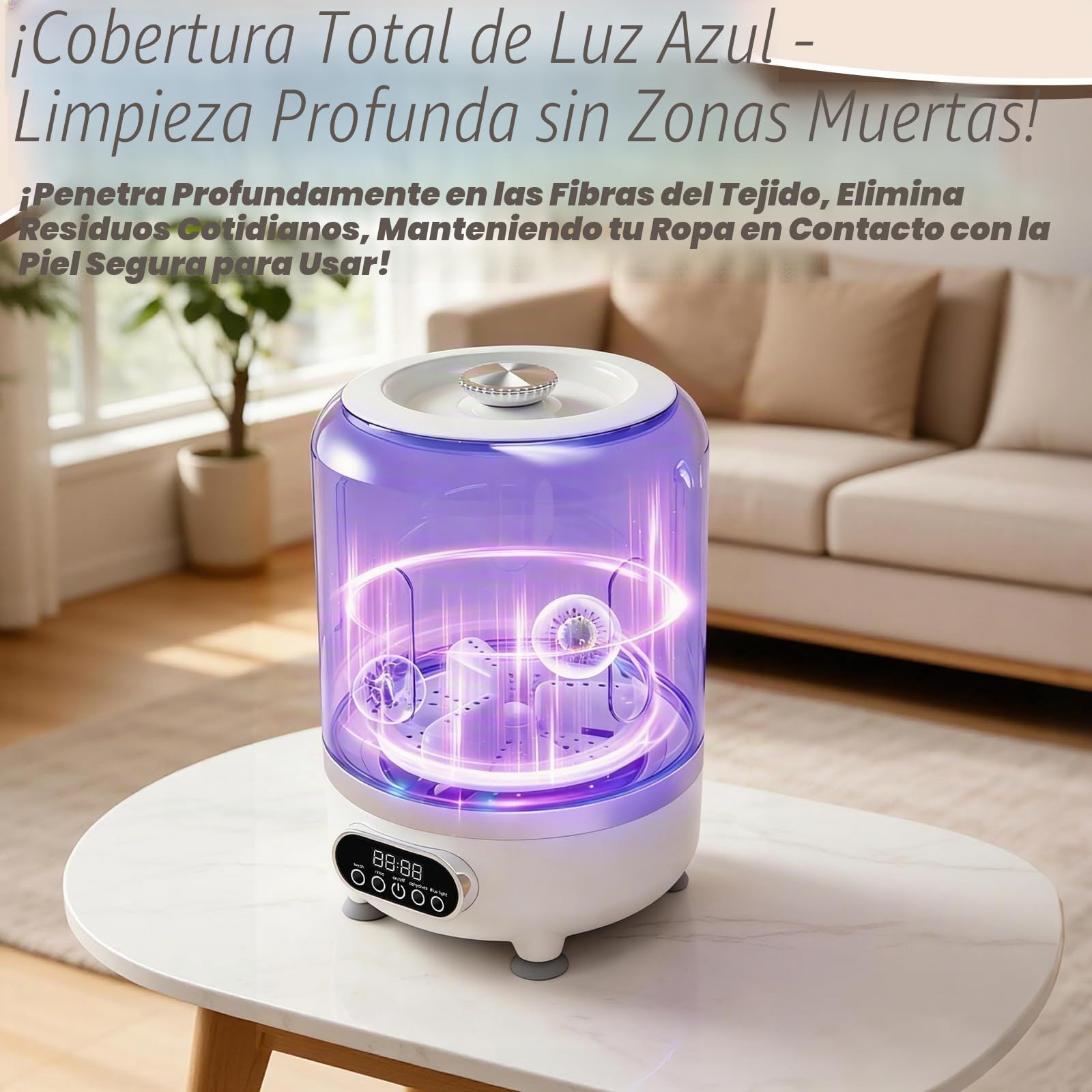 Lavadora para ropa interior, Mini lavadora automática con centrifugado, 3L, con desinfección por luz azul y cesta escurridora, a batería, lavadora para prendas pequeñas y ropa interior