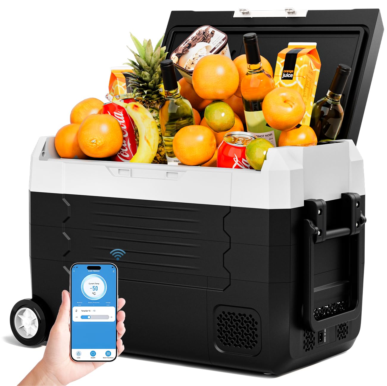 12V Car Refrigerator 59QT(56L) Car Fridge with App Portable