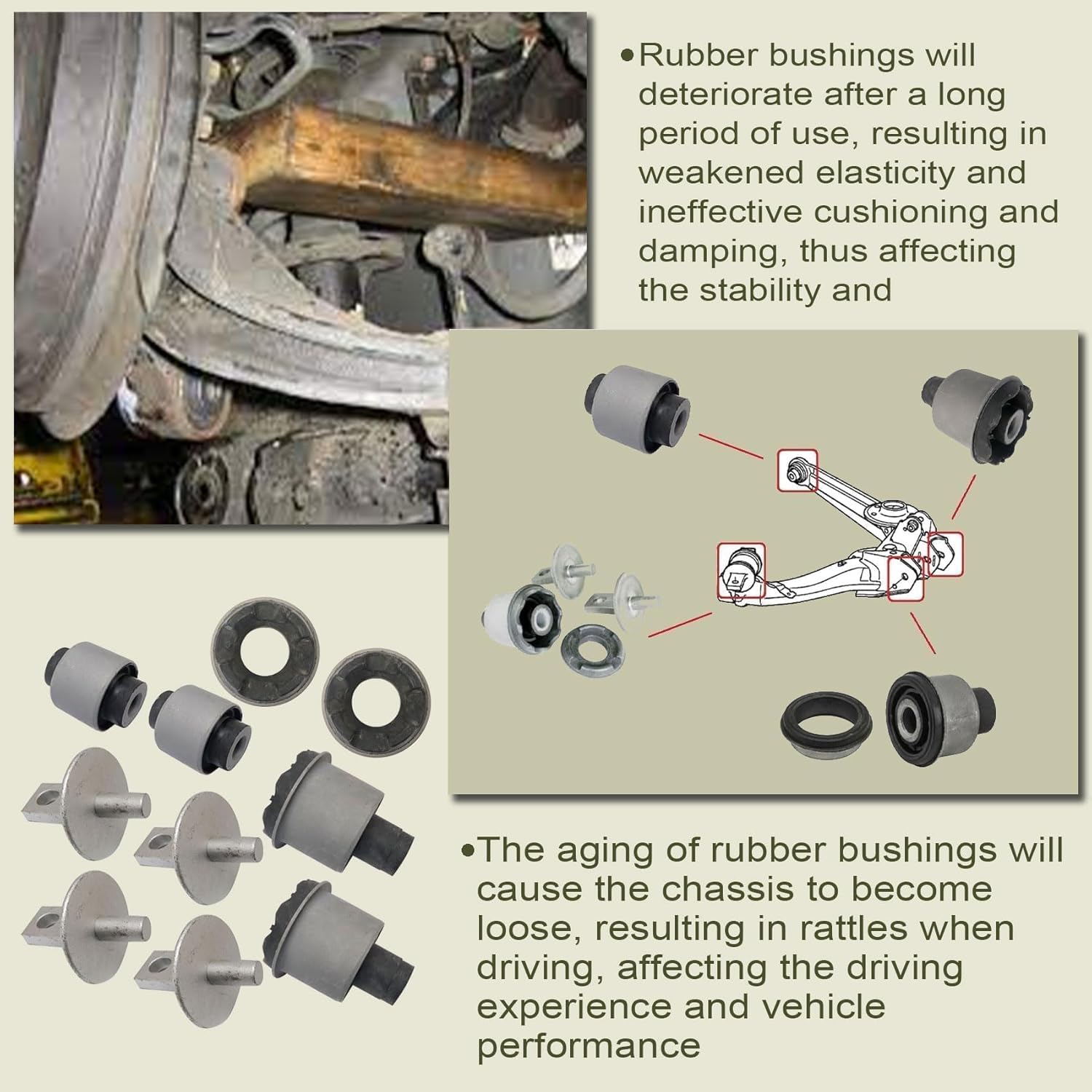 Priprilod Rear Knucle & Trailing Arm Bushing Set Both Sides Compatible With Honda CIVIC 2006-2011# 52370-SNA-906 52370-SNA-A06 52371-SNA-A06